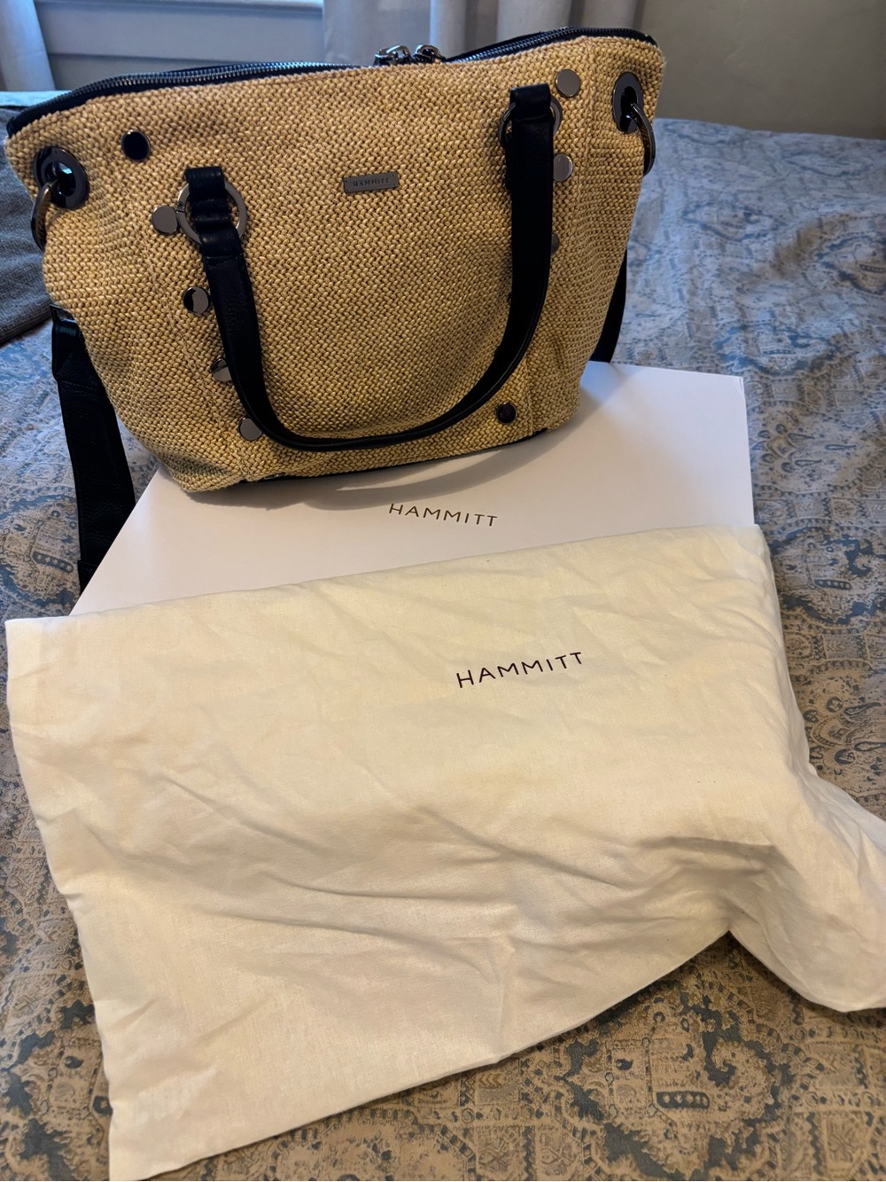 Hammitt Daniel Medium Satchel — Chaparral Raffia / Gunmetal - Picture 9 of 10
